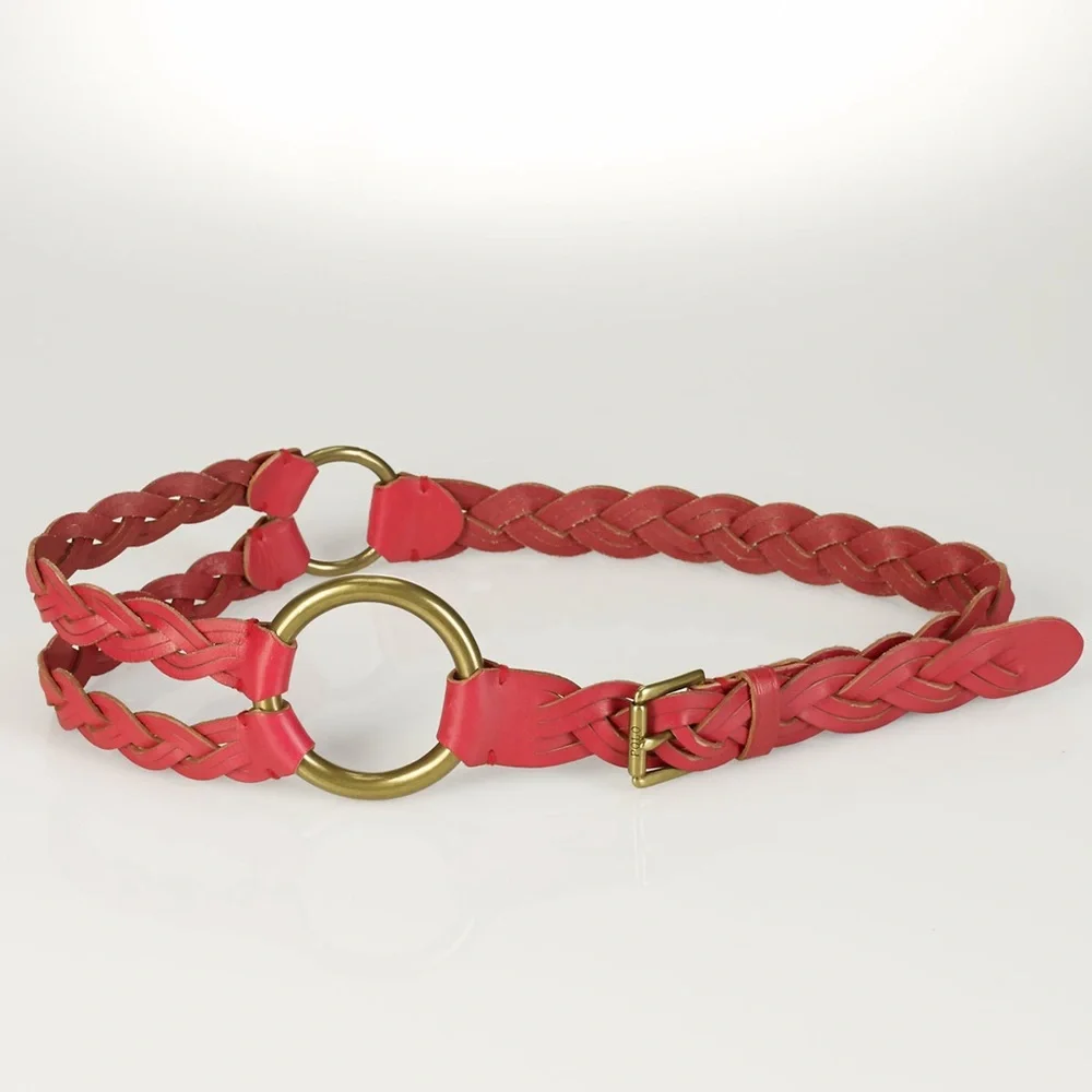 Polo Ralph Lauren Red Leather Tri-Strap Belt